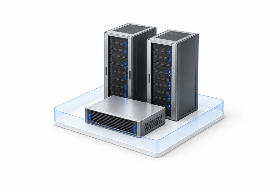 Private compute racks standing on a protected platform inside your own boundary