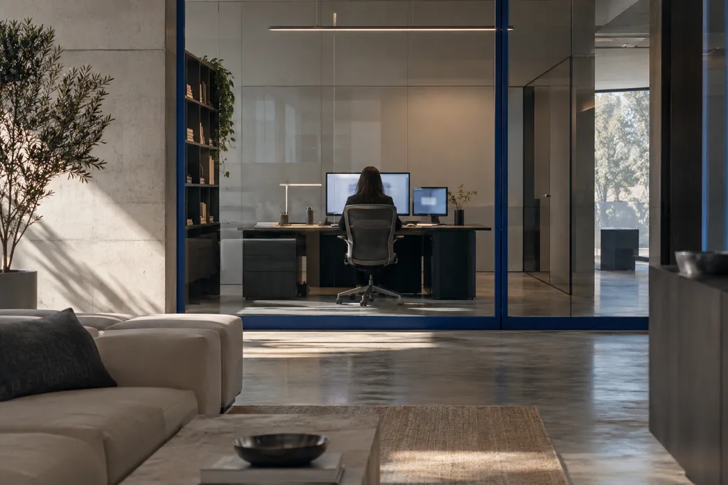 An operator overseeing work from a quiet workstation.